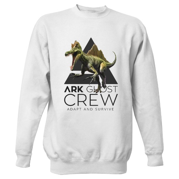 Mikina bez kapuce Unisex s potiskem ARK Ghost crew bez kapuce dino