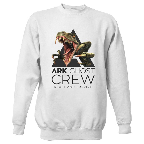 Mikina bez kapuce Unisex s potiskem ARK Ghost crew bez kapuce dino